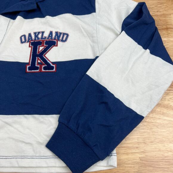 Women's Striped Long Sleeve Oakland Graphic Polo T-Shirt - Size Medium - NWT - Picture 5 of 7
